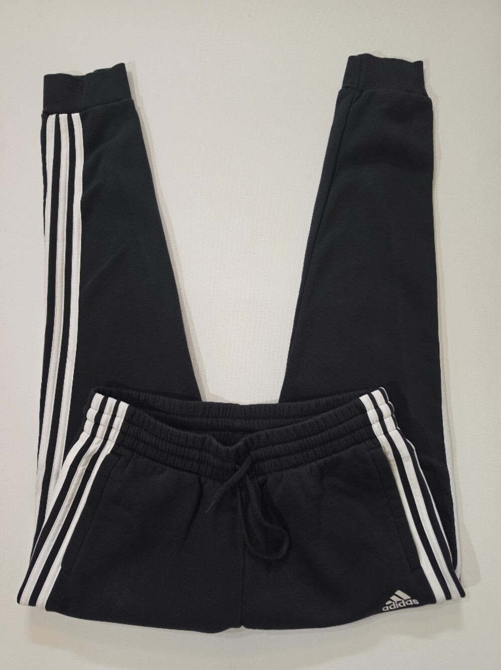 Adidas Fleece Jogger Sweatpants Womens Sz Medium Black White Stripe Athleisure - Picture 4 of 7
